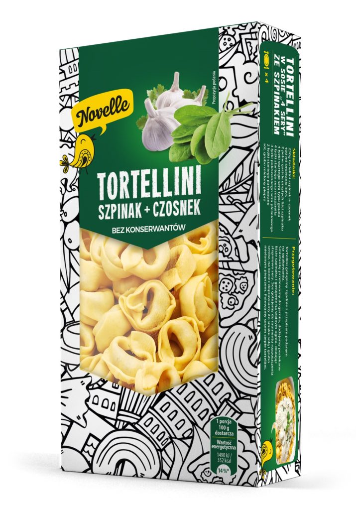 tortellini czosnek ze szpinakiem